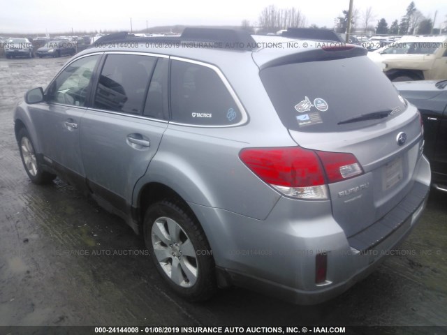 4S4BRBCC6B3419399 - 2011 SUBARU OUTBACK 2.5I PREMIUM SILVER photo 3