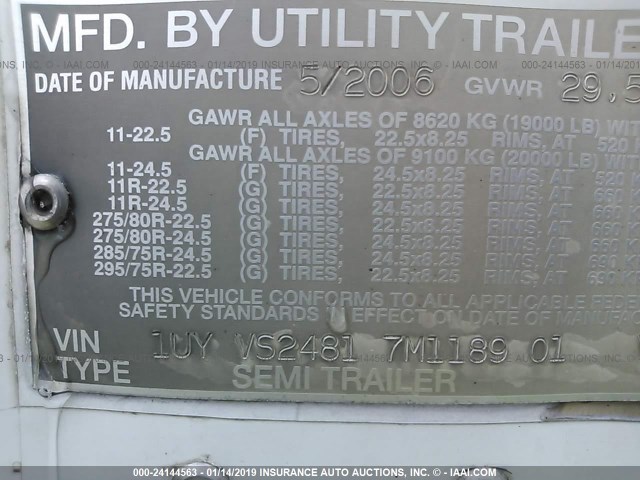 1UYVS24817M118901 - 2007 UTILITY TRAILER MFG   WHITE photo 9