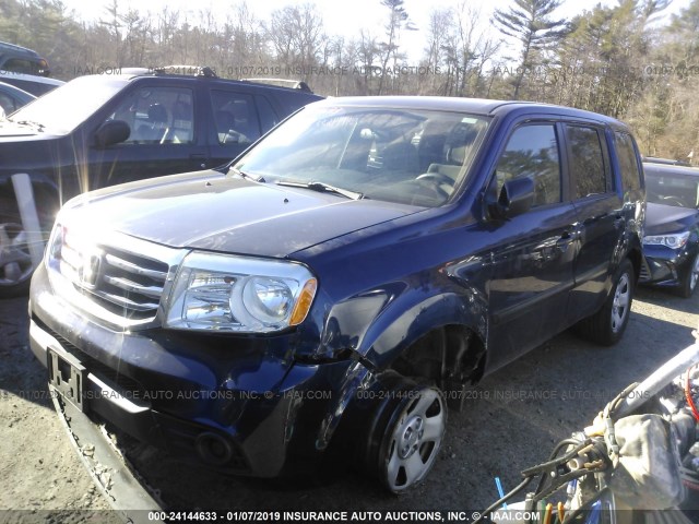 5FNYF4H25EB019991 - 2014 HONDA PILOT LX BLUE photo 2