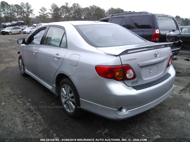 2T1BU40E39C131250 - 2009 TOYOTA COROLLA S/LE/XLE SILVER photo 3