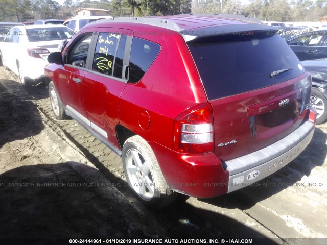 1J8FF57W97D106541 - 2007 JEEP COMPASS LIMITED RED photo 3