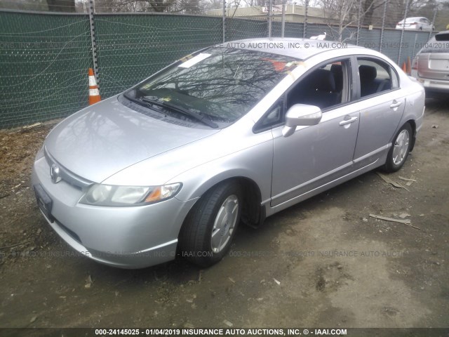 JHMFA36237S032441 - 2007 HONDA CIVIC HYBRID SILVER photo 2