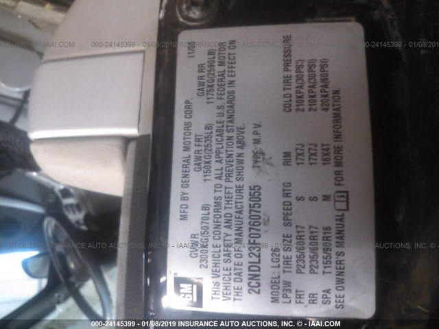 2CNDL23F076075055 - 2007 CHEVROLET EQUINOX LS BLACK photo 9