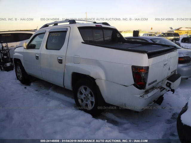 2HJYK16578H507650 - 2008 HONDA RIDGELINE RTL WHITE photo 3