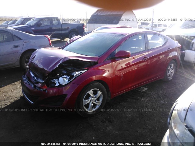 KMHDH4AE4FU332970 - 2015 HYUNDAI ELANTRA SE/SPORT/LIMITED RED photo 2