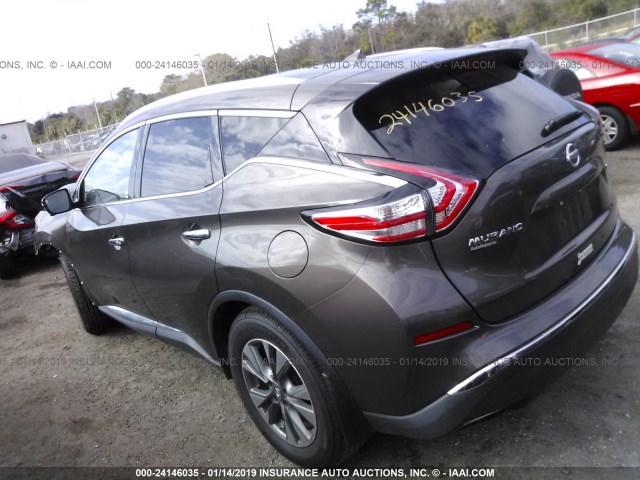 5N1AZ2MG3FN286043 - 2015 NISSAN MURANO S/SL/SV/PLATINUM GRAY photo 3