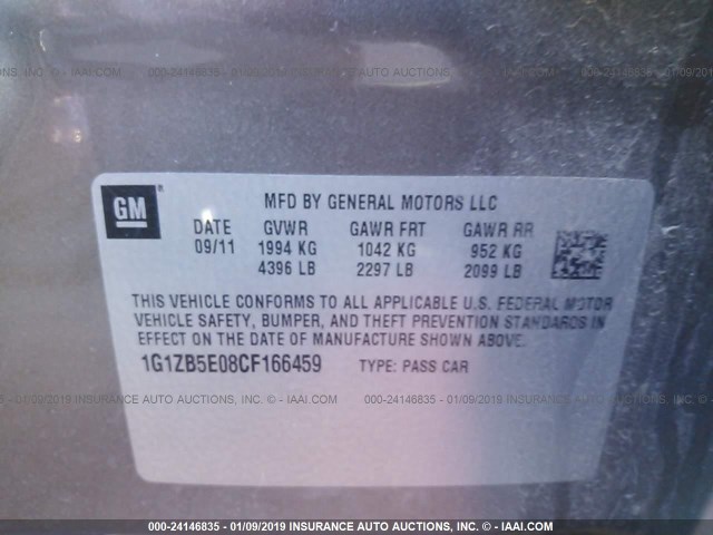 1G1ZB5E08CF166459 - 2012 CHEVROLET MALIBU LS Champagne photo 9
