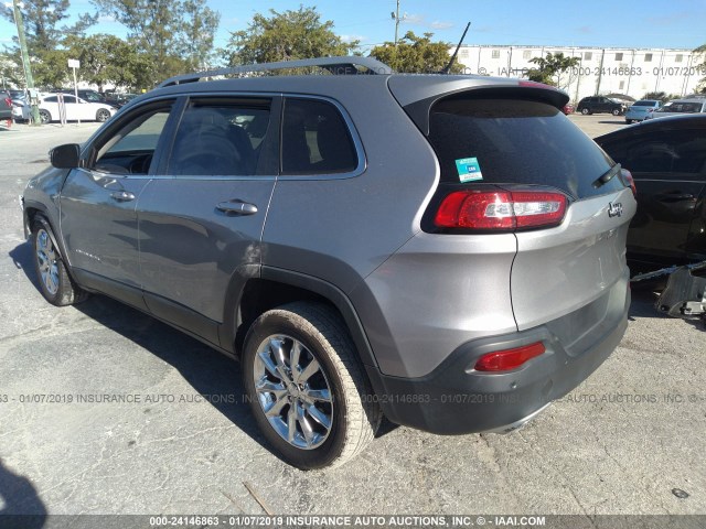 1C4PJLDS7FW553582 - 2015 JEEP CHEROKEE LIMITED GRAY photo 3