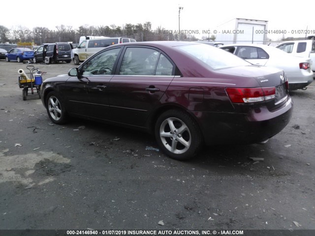 5NPEU46F97H192982 - 2007 HYUNDAI SONATA SE/LIMITED MAROON photo 3