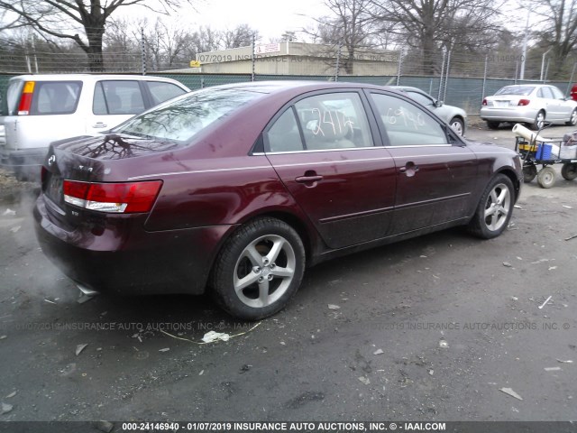 5NPEU46F97H192982 - 2007 HYUNDAI SONATA SE/LIMITED MAROON photo 4