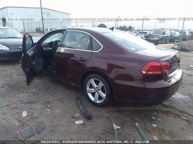 1VWBP7A30DC002869 - 2013 VOLKSWAGEN PASSAT SE BURGUNDY photo 3