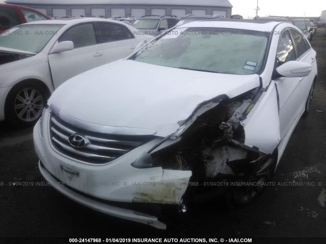 5NPEC4AC5EH826088 - 2014 HYUNDAI SONATA SE/LIMITED WHITE photo 2