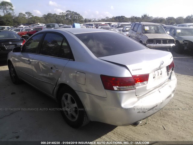 5NPEU46F36H068933 - 2006 HYUNDAI SONATA GLS/LX SILVER photo 3