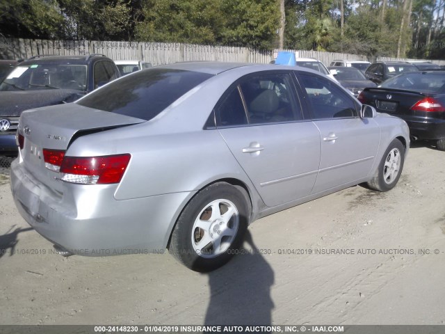 5NPEU46F36H068933 - 2006 HYUNDAI SONATA GLS/LX SILVER photo 4