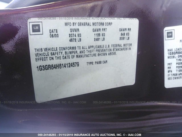 1G3GR64H614124579 - 2001 OLDSMOBILE AURORA MAROON photo 9