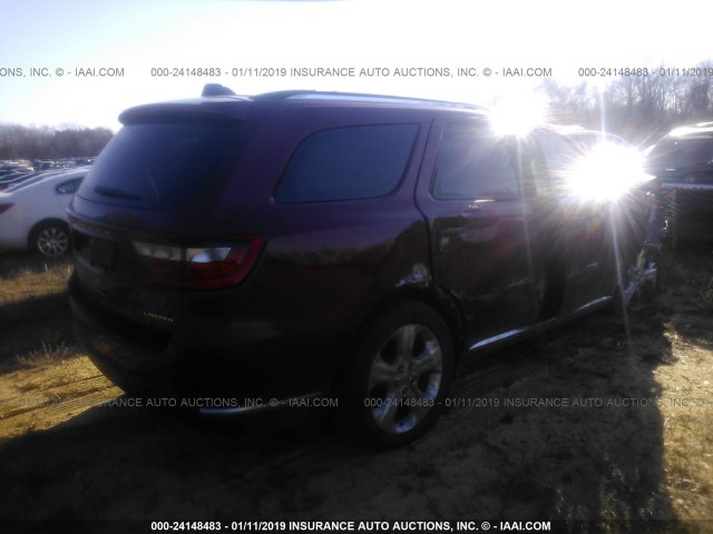 1C4RDHDG7FC809911 - 2015 DODGE DURANGO LIMITED RED photo 4