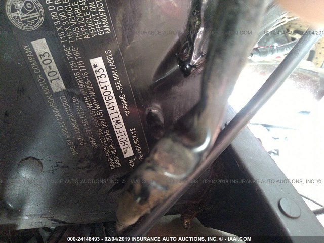 1HD1FCW114Y604733 - 2004 HARLEY-DAVIDSON FLHTCUI MAROON photo 10