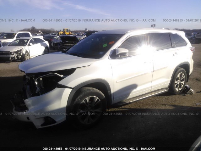 5TDZKRFH1FS105168 - 2015 TOYOTA HIGHLANDER LE/LE PLUS WHITE photo 2