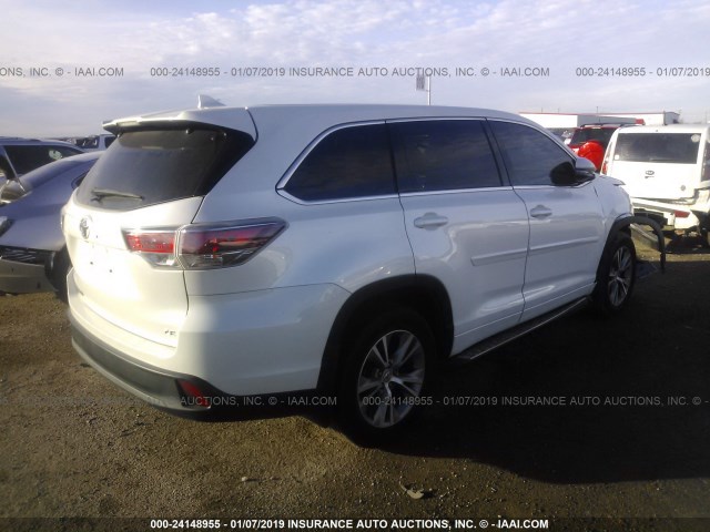 5TDZKRFH1FS105168 - 2015 TOYOTA HIGHLANDER LE/LE PLUS WHITE photo 4