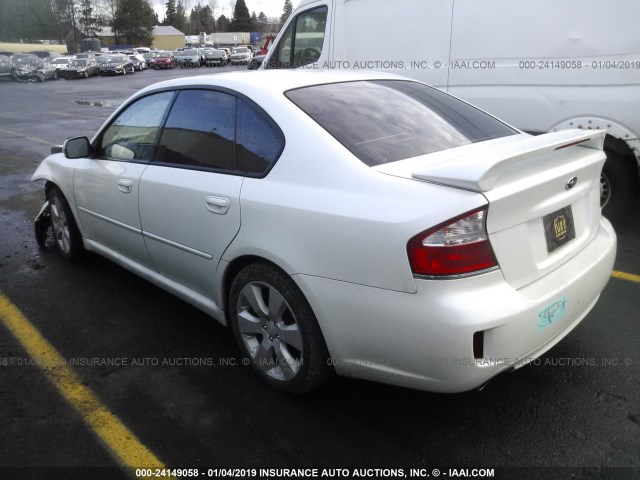 4S3BL676584207940 - 2008 SUBARU LEGACY GT LIMITED WHITE photo 3