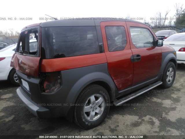 5J6YH27564L013892 - 2004 HONDA ELEMENT EX ORANGE photo 4