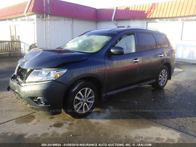 5N1AR2MM9EC724810 - 2014 NISSAN PATHFINDER S/SV/SL/PLATINUM Dark Blue photo 2