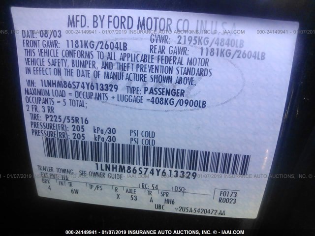1LNHM86S74Y613329 - 2004 LINCOLN LS BLACK photo 9