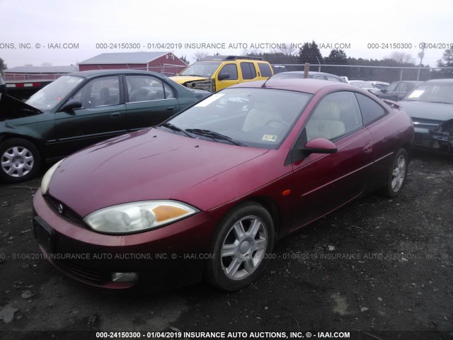 1ZWFT61L915611946 - 2001 MERCURY COUGAR V6 RED photo 2