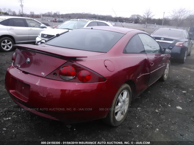 1ZWFT61L915611946 - 2001 MERCURY COUGAR V6 RED photo 4