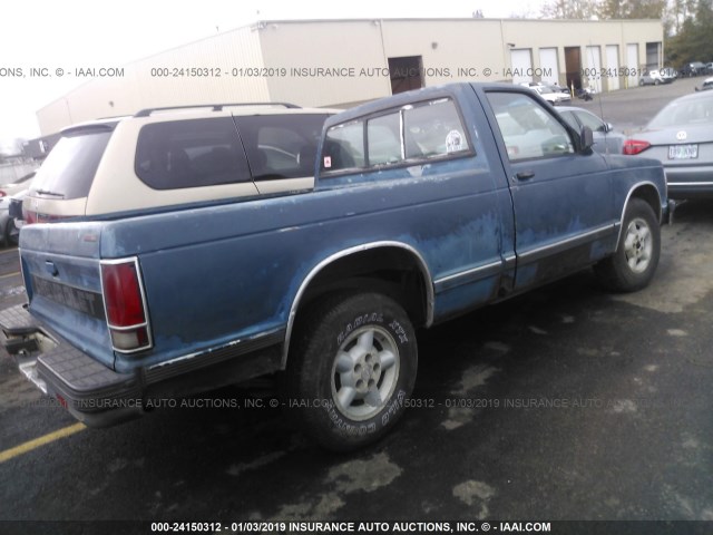 1GCCS14Z2M0180576 - 1991 CHEVROLET S TRUCK S10 BLUE photo 4