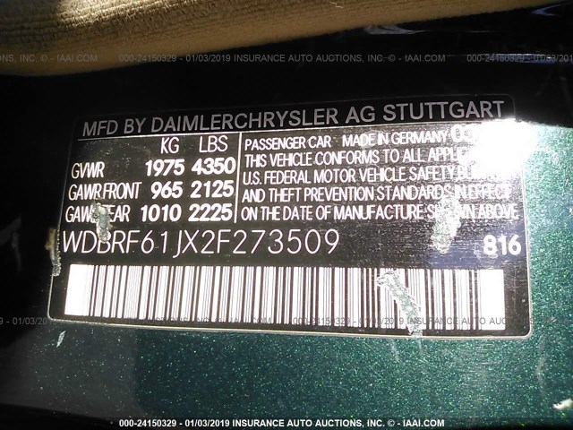 WDBRF61JX2F273509 - 2002 MERCEDES-BENZ C 240 GREEN photo 9