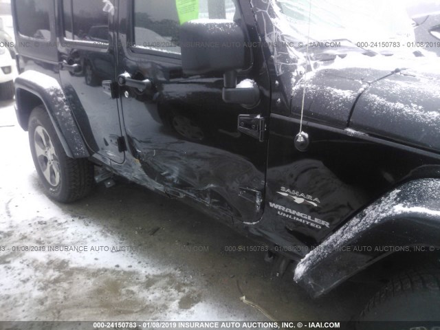 1C4BJWEG0HL711559 - 2017 JEEP WRANGLER UNLIMITE SAHARA BLACK photo 6