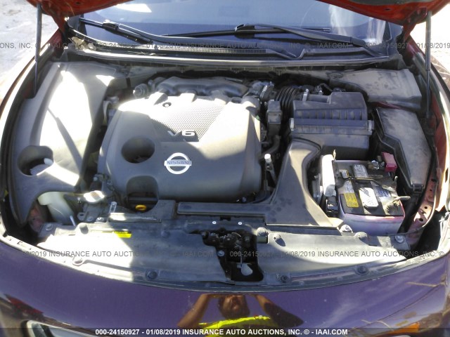 1N4AA5AP1CC847242 - 2012 NISSAN MAXIMA S/SV MAROON photo 10