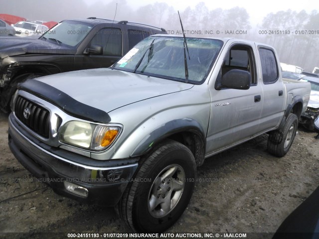5TEGM92N32Z000688 - 2002 TOYOTA TACOMA DOUBLE CAB PRERUNNER SILVER photo 2