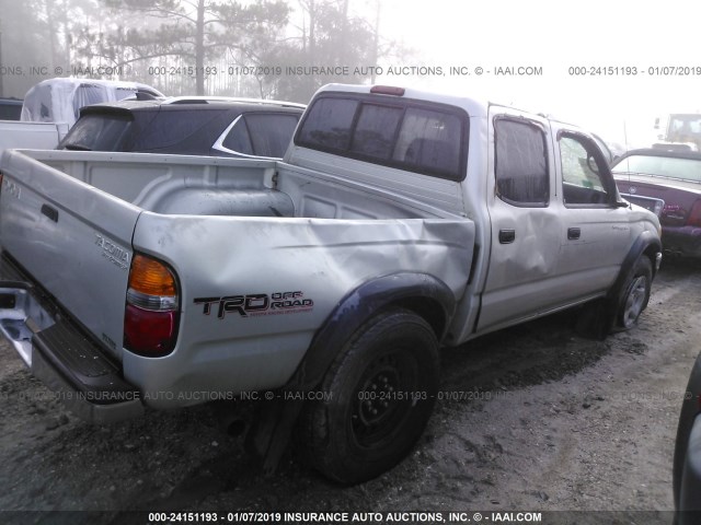 5TEGM92N32Z000688 - 2002 TOYOTA TACOMA DOUBLE CAB PRERUNNER SILVER photo 4