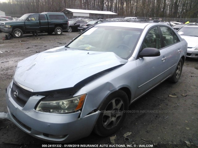 5NPEU46F46H123552 - 2006 HYUNDAI SONATA GLS/LX Light Blue photo 2