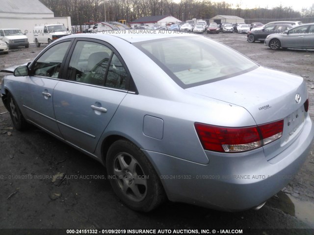 5NPEU46F46H123552 - 2006 HYUNDAI SONATA GLS/LX Light Blue photo 3