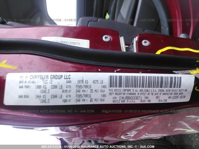 1C4NJRBBXDD236711 - 2013 JEEP PATRIOT SPORT RED photo 9