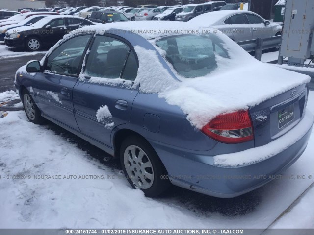 KNADC125946299432 - 2004 KIA RIO BLUE photo 3