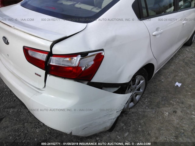 KNADM4A30D6278466 - 2013 KIA RIO LX WHITE photo 6