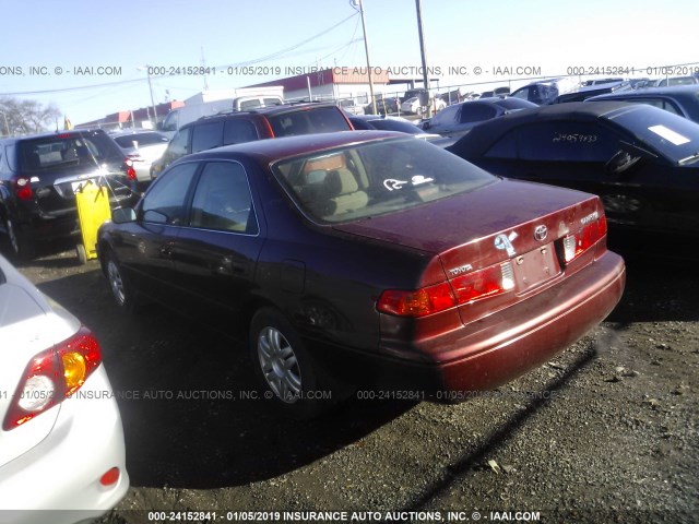 4T1BG22K91U810232 - 2001 TOYOTA CAMRY CE/LE/XLE BURGUNDY photo 3