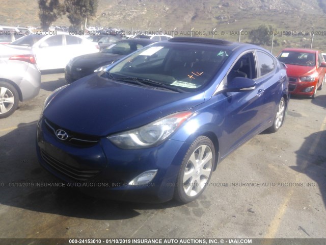 KMHDH4AE7DU512974 - 2013 HYUNDAI ELANTRA GLS/LIMITED BLUE photo 2