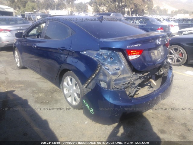 KMHDH4AE7DU512974 - 2013 HYUNDAI ELANTRA GLS/LIMITED BLUE photo 3