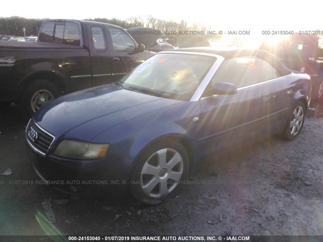 WAUAC48H84K019688 - 2004 AUDI A4 1.8 CABRIOLET BLUE photo 2