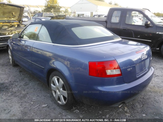 WAUAC48H84K019688 - 2004 AUDI A4 1.8 CABRIOLET BLUE photo 3