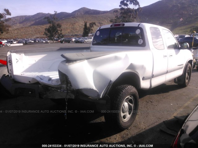 5TBRN34182S331186 - 2002 TOYOTA TUNDRA ACCESS CAB SR5 WHITE photo 4