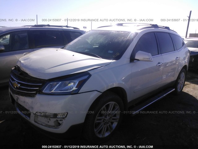 1GNKRGKD4EJ316078 - 2014 CHEVROLET TRAVERSE LT WHITE photo 2