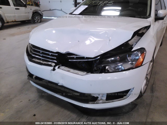 1VWBV7A31FC026770 - 2015 VOLKSWAGEN PASSAT SE WHITE photo 6