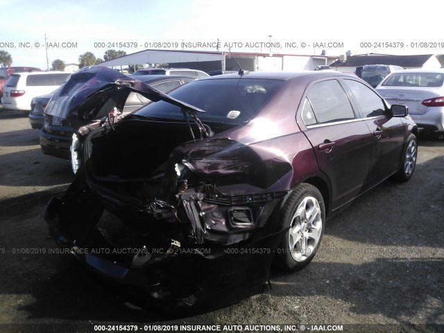 3FAHP0HA8BR152256 - 2011 FORD FUSION SE RED photo 4