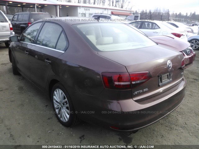 3VWL17AJ0GM342109 - 2016 VOLKSWAGEN JETTA SEL/SEL PREMIUM BROWN photo 3